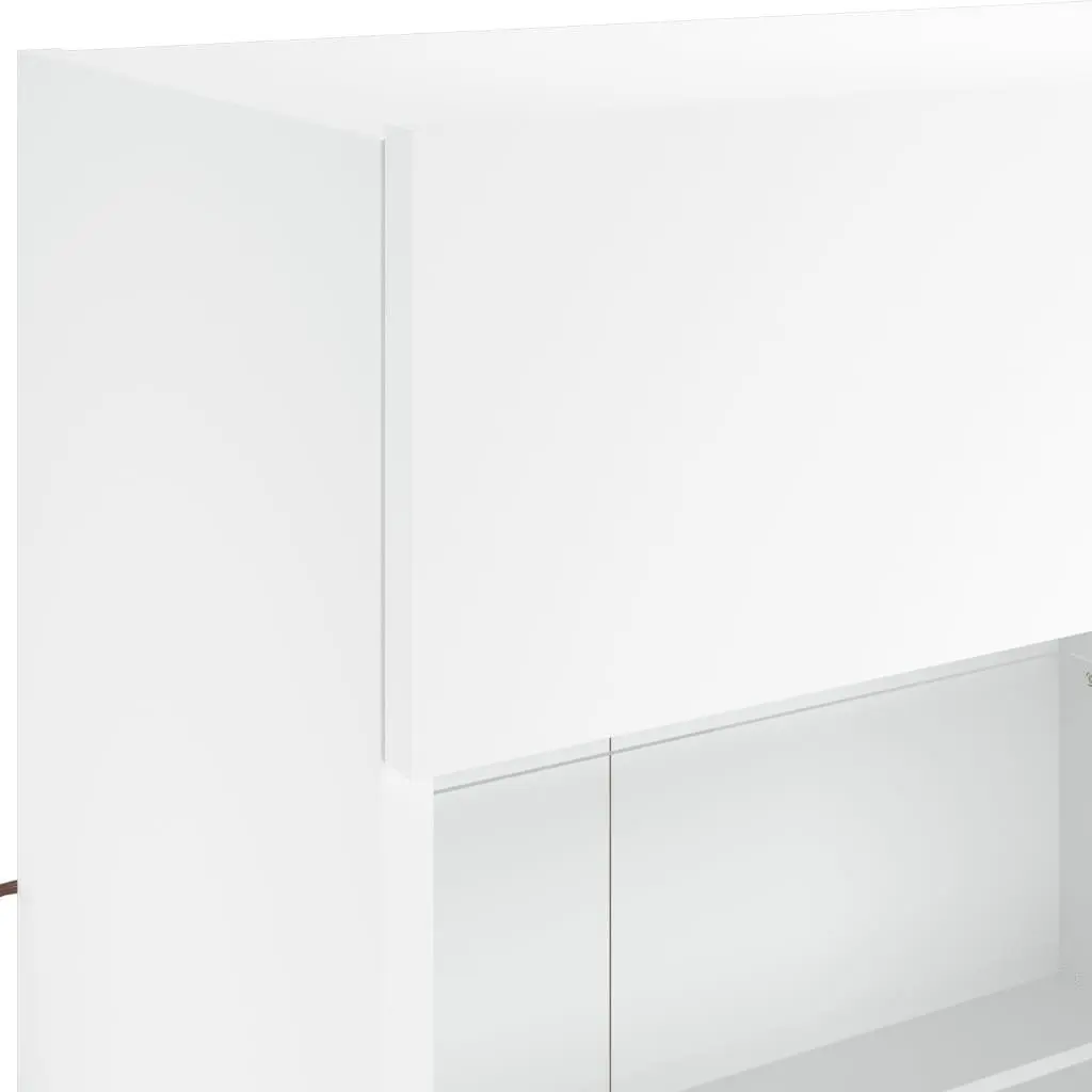 TV Wall Cabinet Set White 6 Piece Engineered Wood with RGB LED Lights