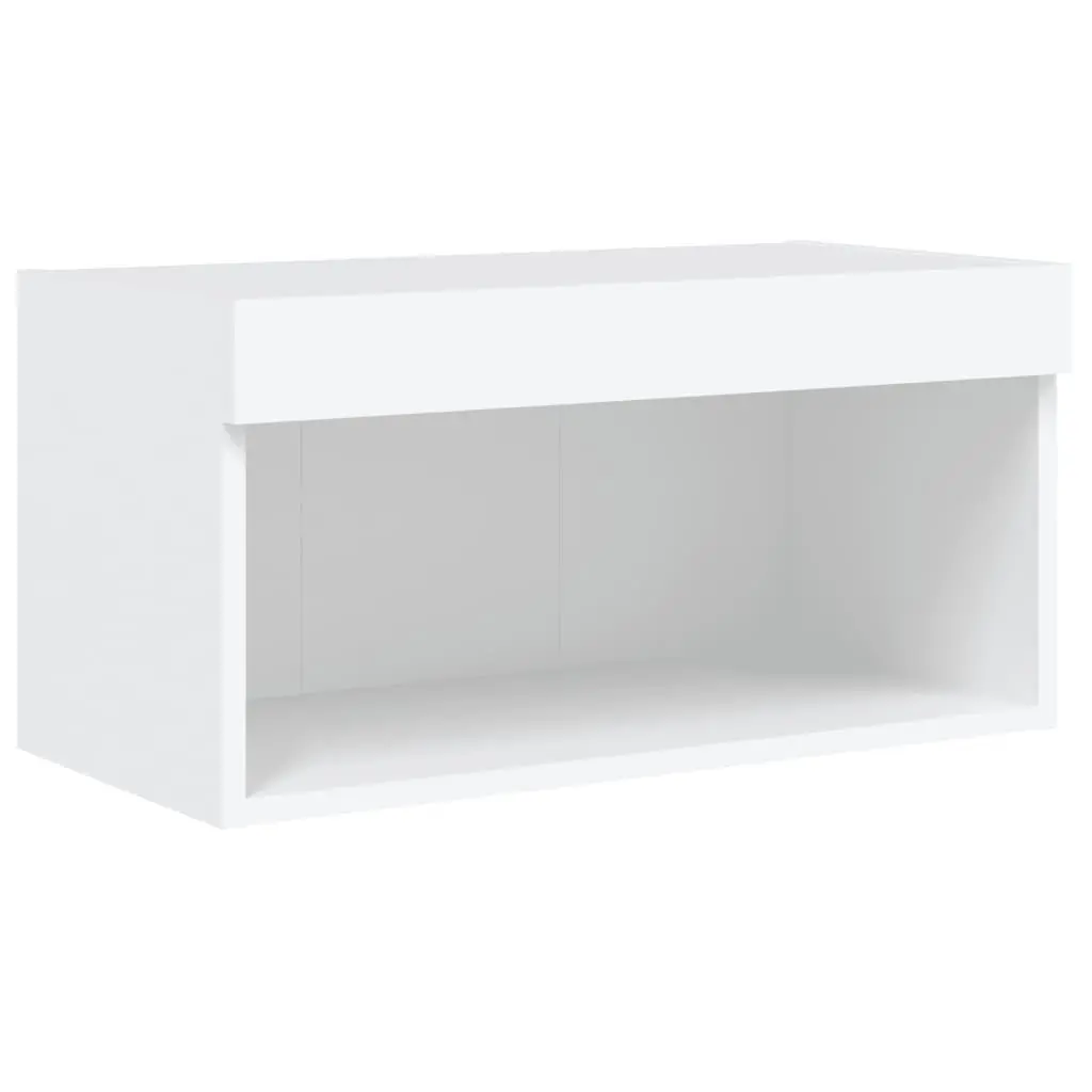 TV Wall Cabinet Set White 6 Piece Engineered Wood with RGB LED Lights