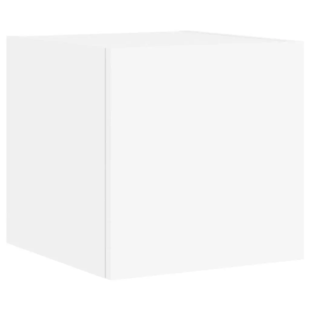 5 Piece TV Wall Cabinets White RGB LED Lights Wall-mounted Storage Engineered Wood
