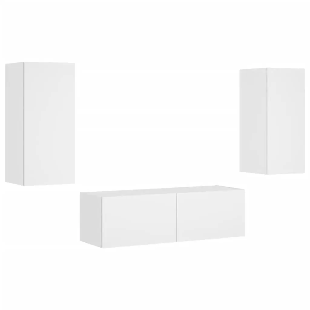 White Floating TV Wall Cabinets with RGB LED Lighting