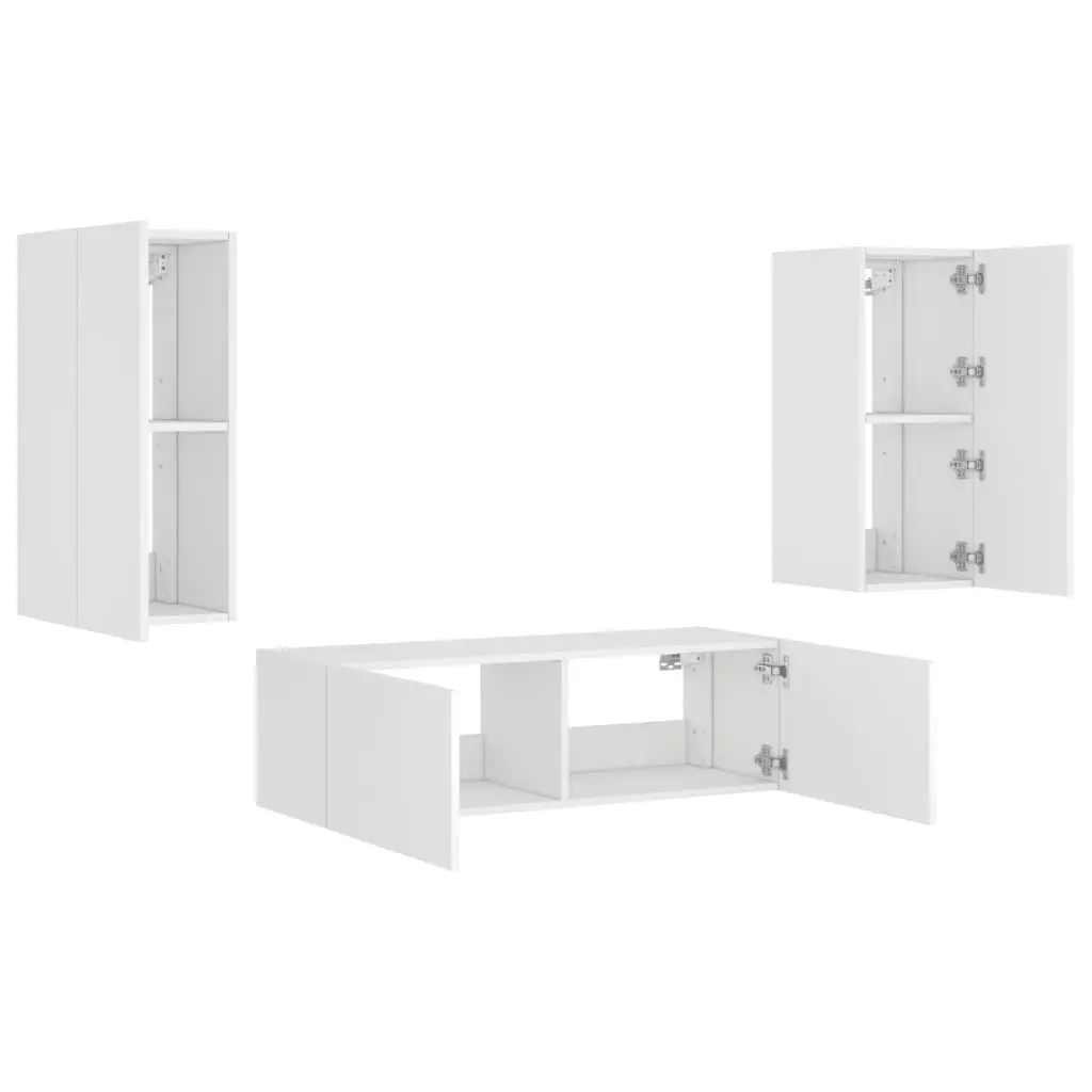 White Floating TV Wall Cabinets with RGB LED Lighting