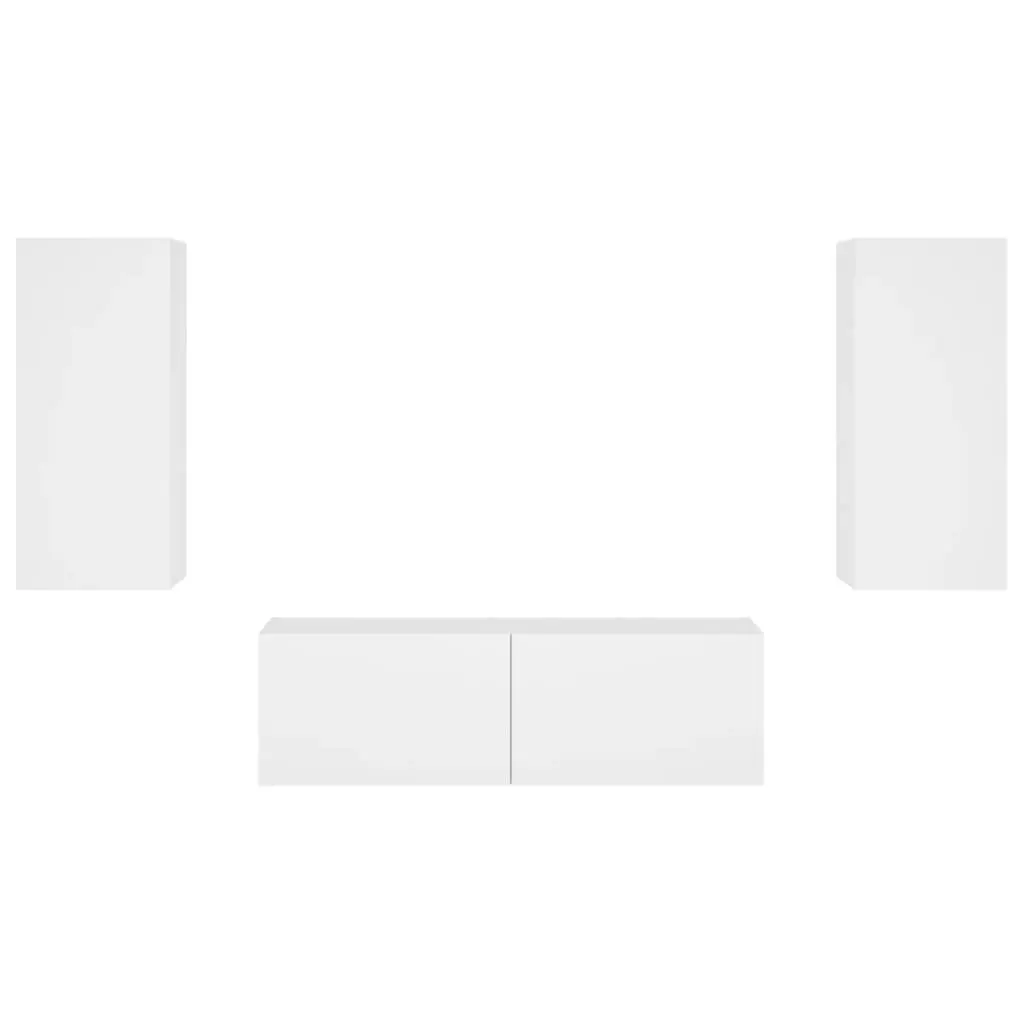 White Floating TV Wall Cabinets with RGB LED Lighting