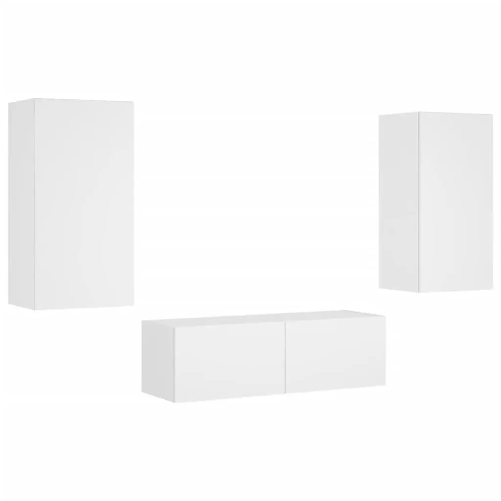 Floating White TV Cabinets with RGB LED Lighting