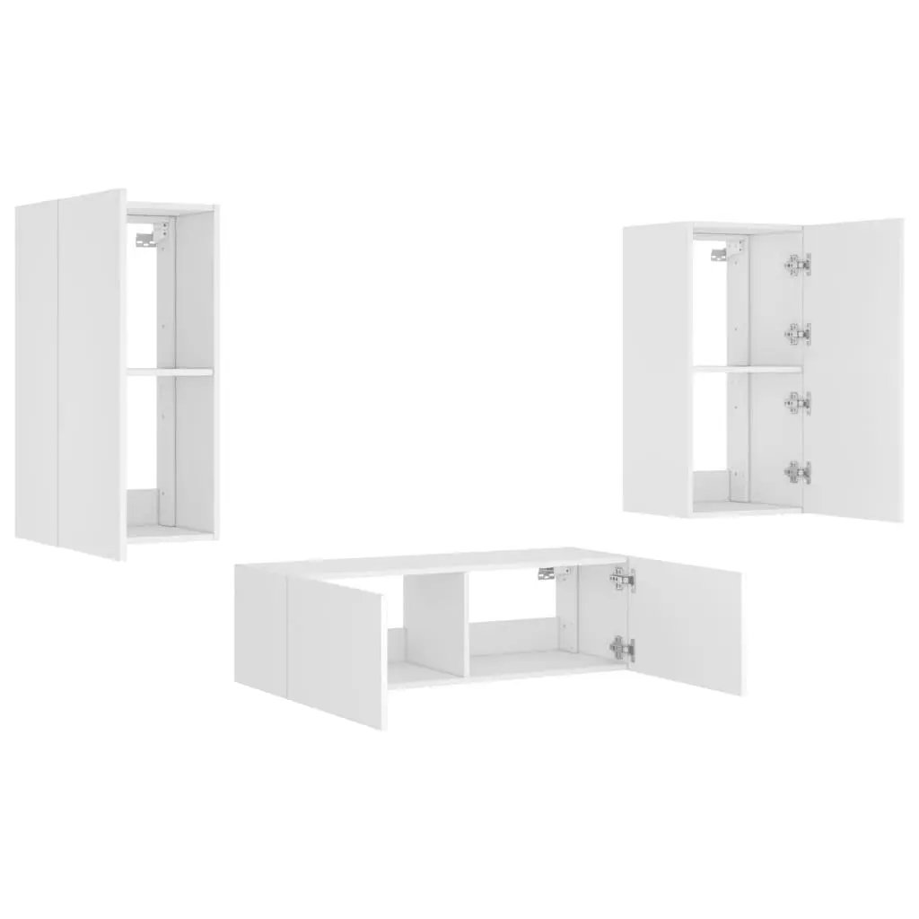 Floating White TV Cabinets with RGB LED Lighting