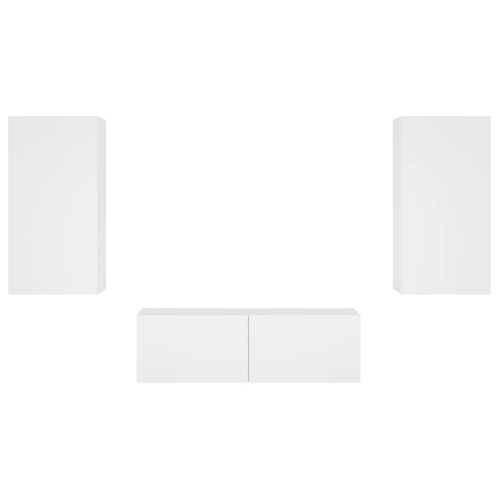 Floating White TV Cabinets with RGB LED Lighting