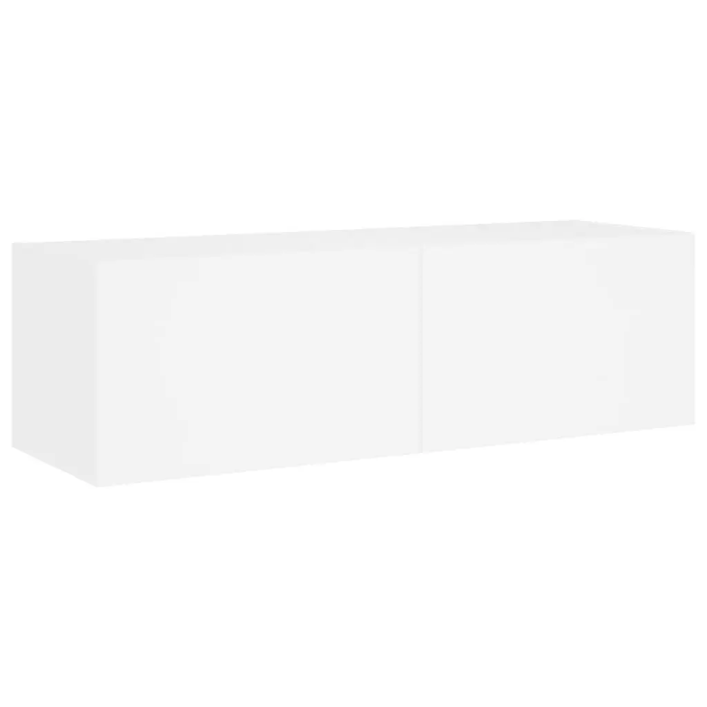Floating White TV Cabinets with RGB LED Lighting
