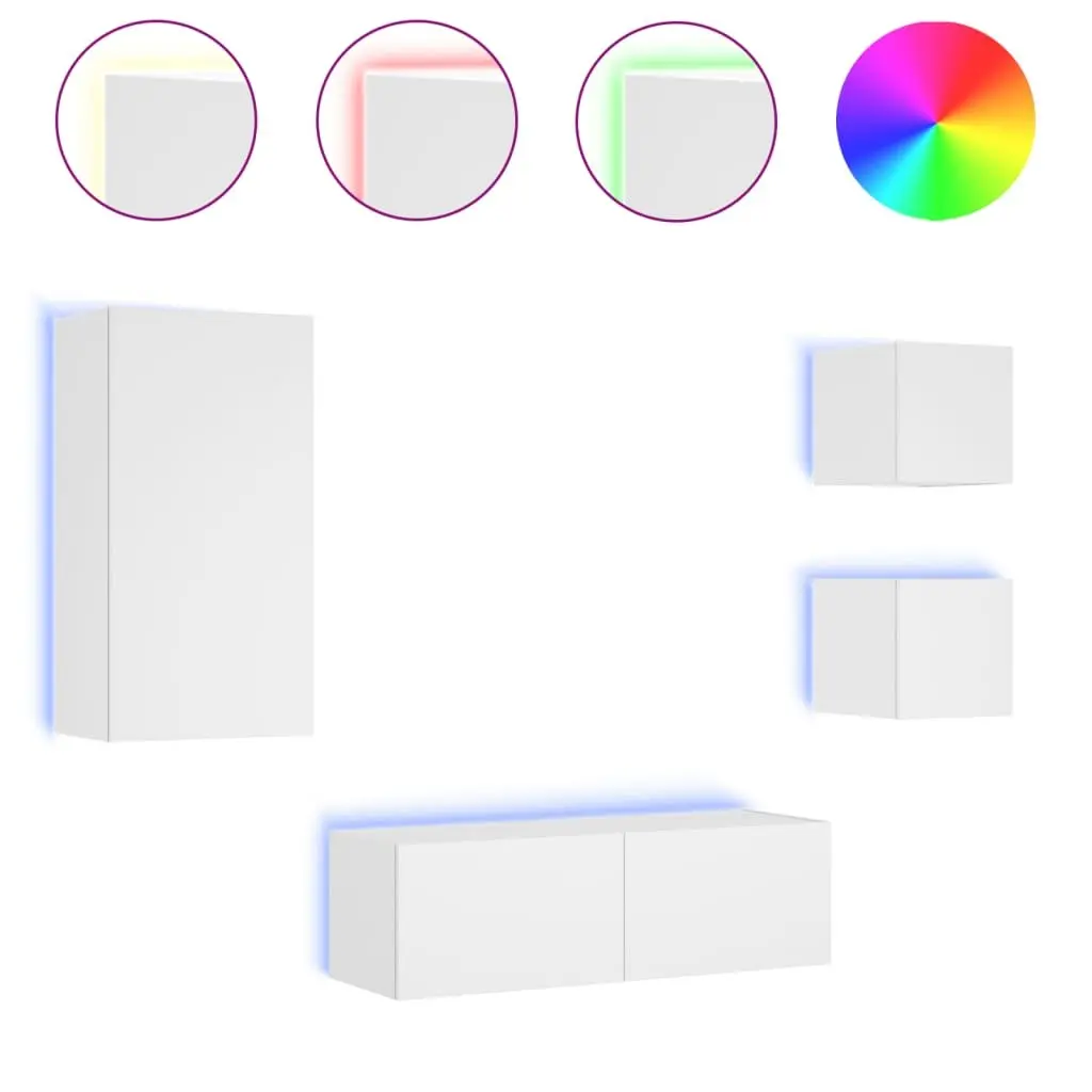 White Floating Storage Units with RGB LED Lights