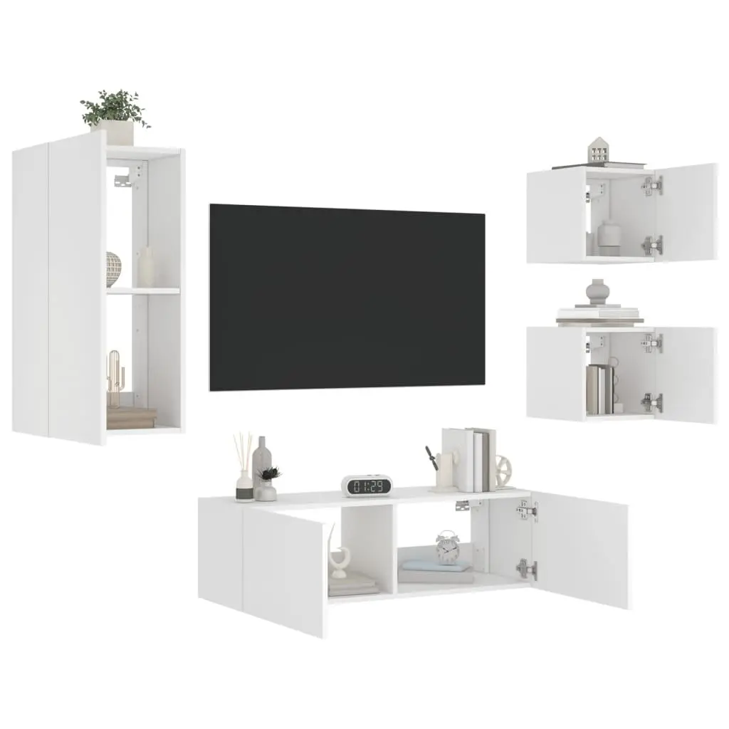 White Floating Storage Units with RGB LED Lights