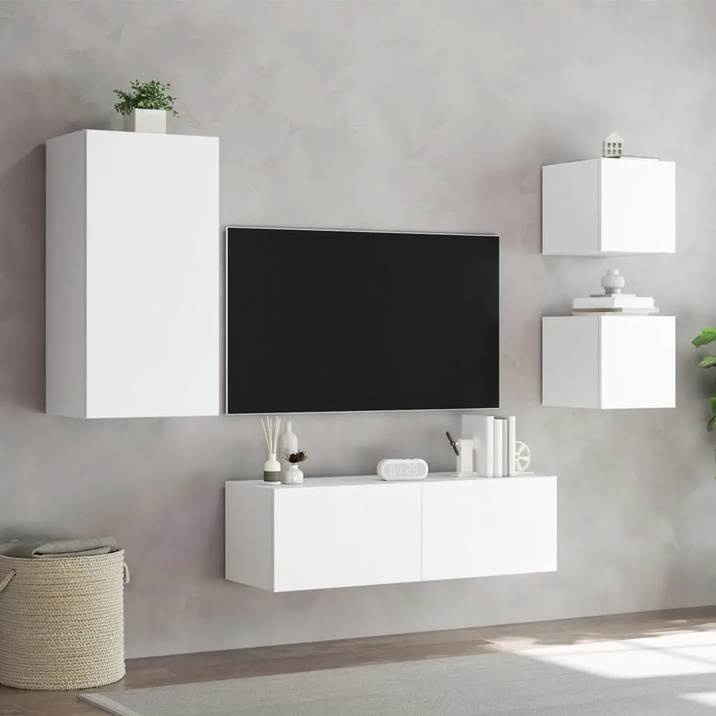 White Floating Storage Units with RGB LED Lights