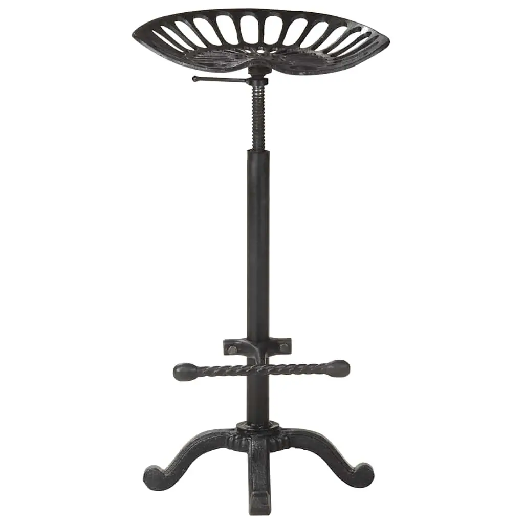Vintage Black Bar Stool with Adjustable Height and Footrest