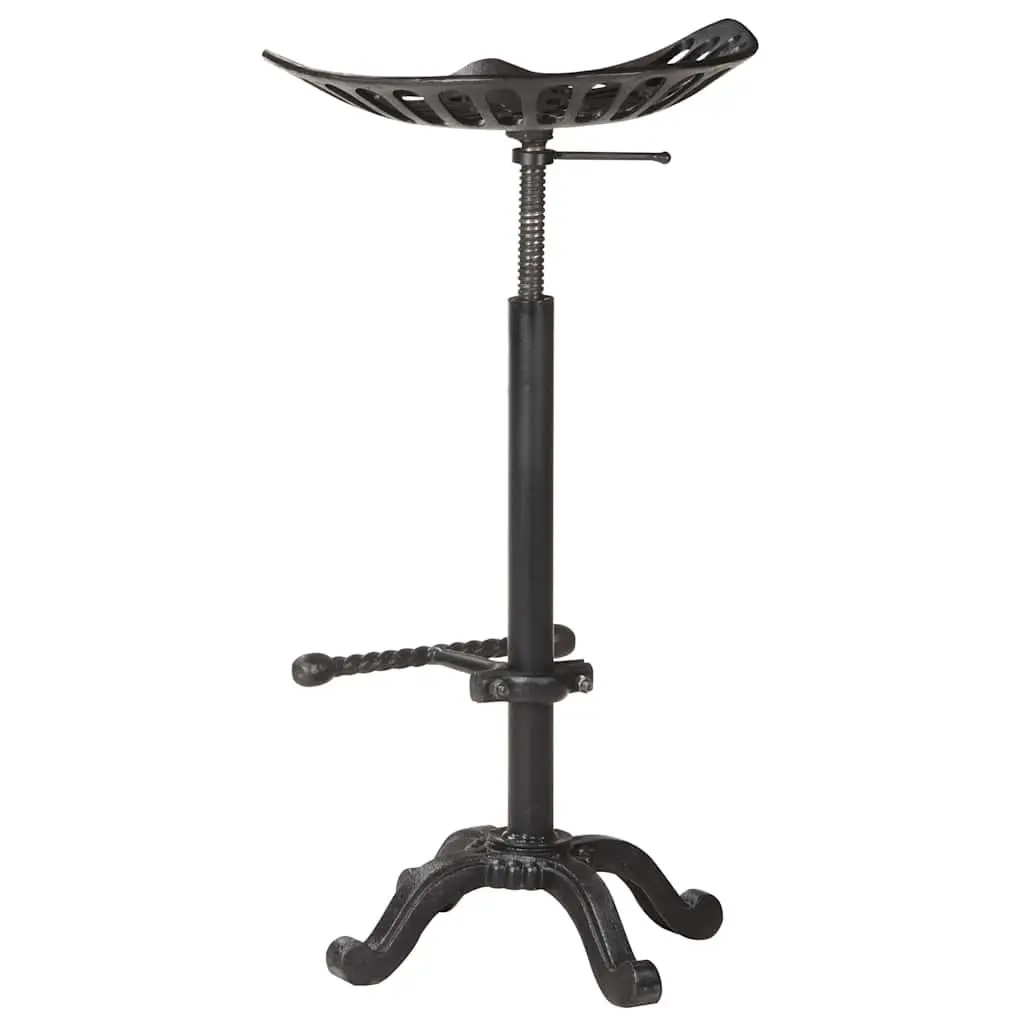 Vintage Black Bar Stool with Adjustable Height and Footrest