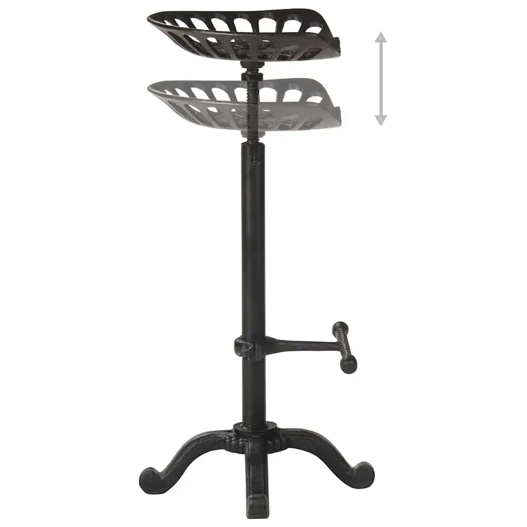 Vintage Black Bar Stool with Adjustable Height and Footrest