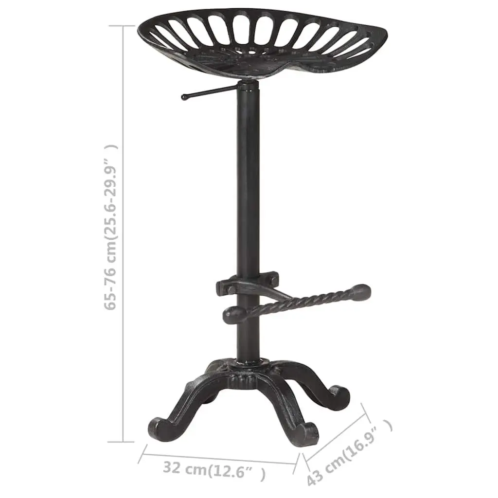 Vintage Black Bar Stool with Adjustable Height and Footrest