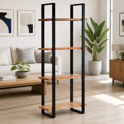 4-Tier Bookcase 80x40x180 cm Solid Acacia Wood Rustic Charm