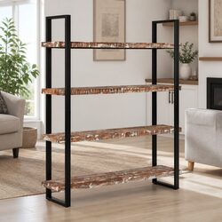Rustic 4-Tier Bookcase in Solid Reclaimed Wood