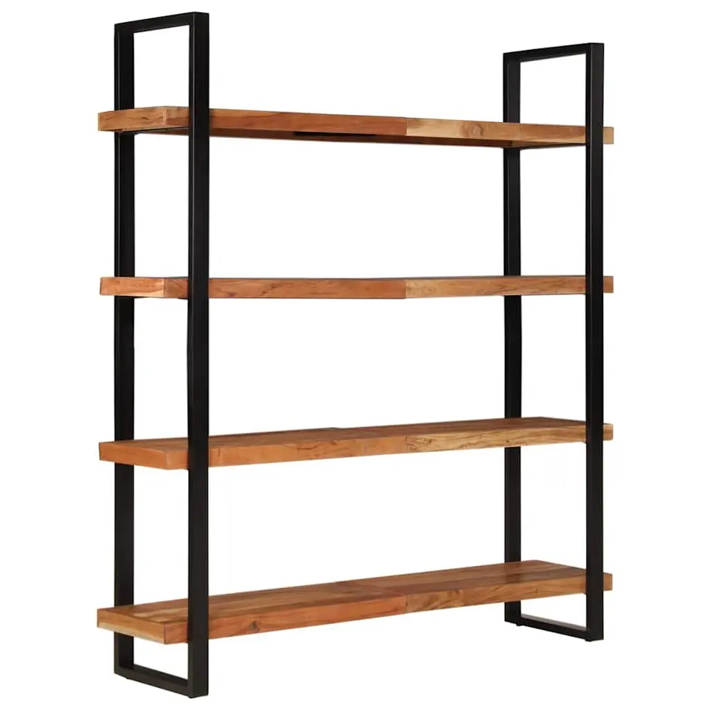 4-Tier Bookcase Industrial Style 160x40x180 cm Solid Acacia Wood Shelving Unit