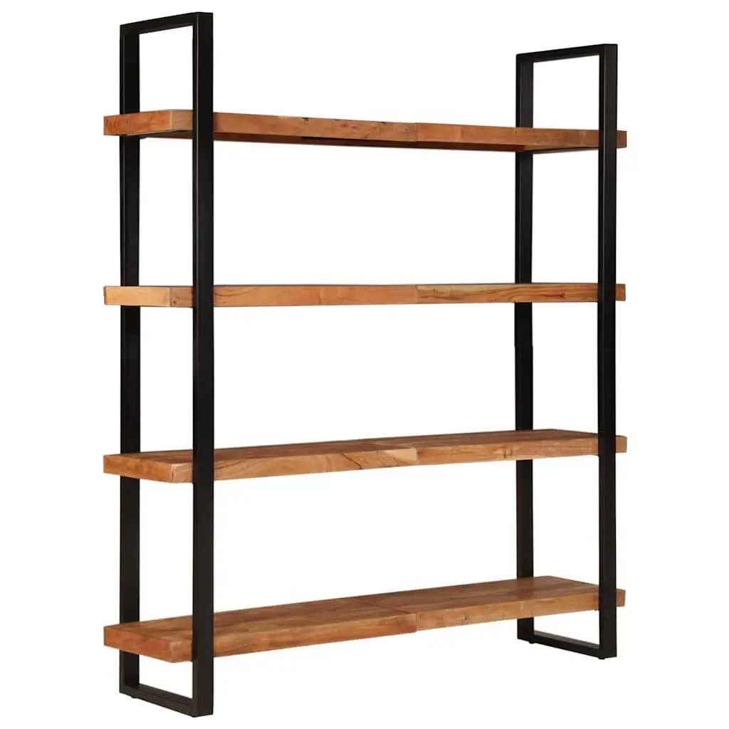 4-Tier Bookcase Industrial Style 160x40x180 cm Solid Acacia Wood Shelving Unit