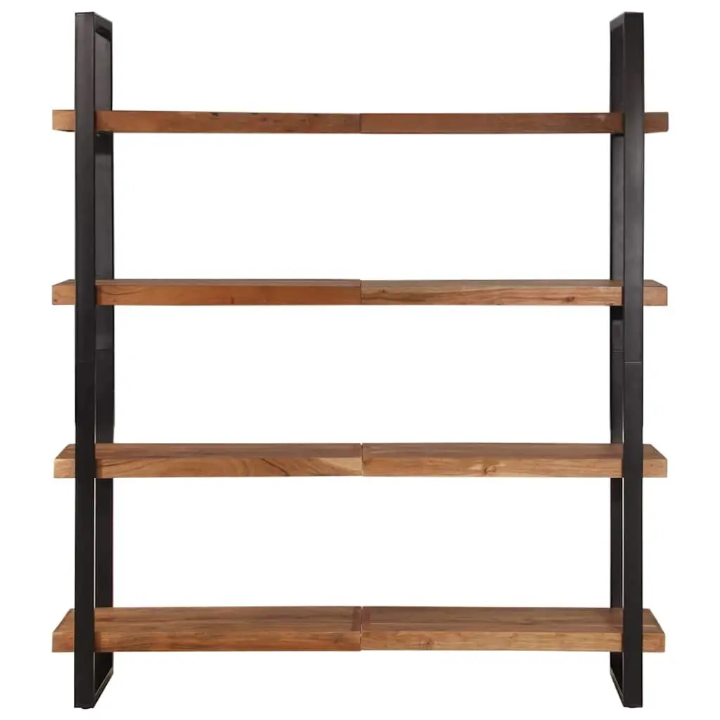 4-Tier Bookcase Industrial Style 160x40x180 cm Solid Acacia Wood Shelving Unit