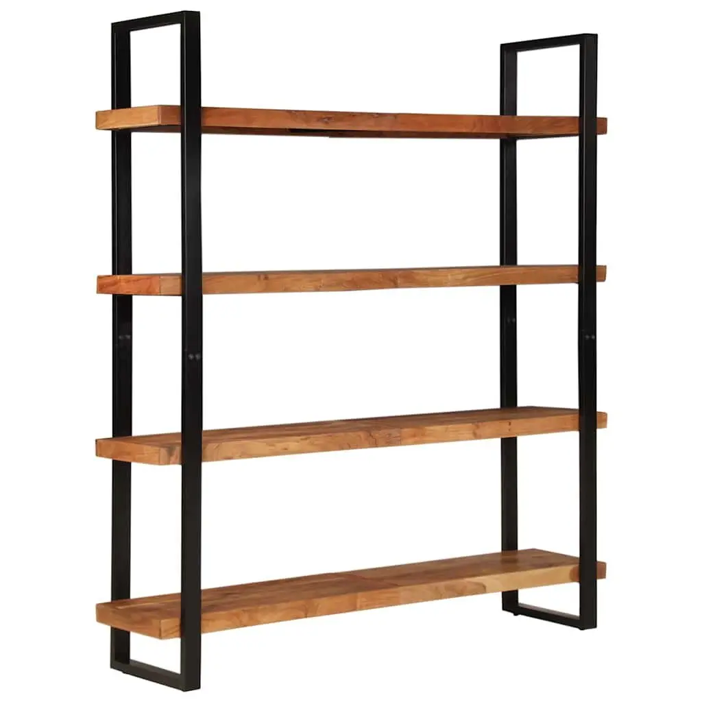 4-Tier Bookcase Industrial Style 160x40x180 cm Solid Acacia Wood Shelving Unit