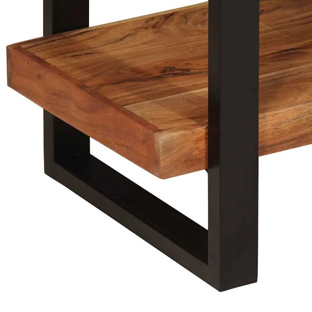 4-Tier Bookcase Industrial Style 160x40x180 cm Solid Acacia Wood Shelving Unit