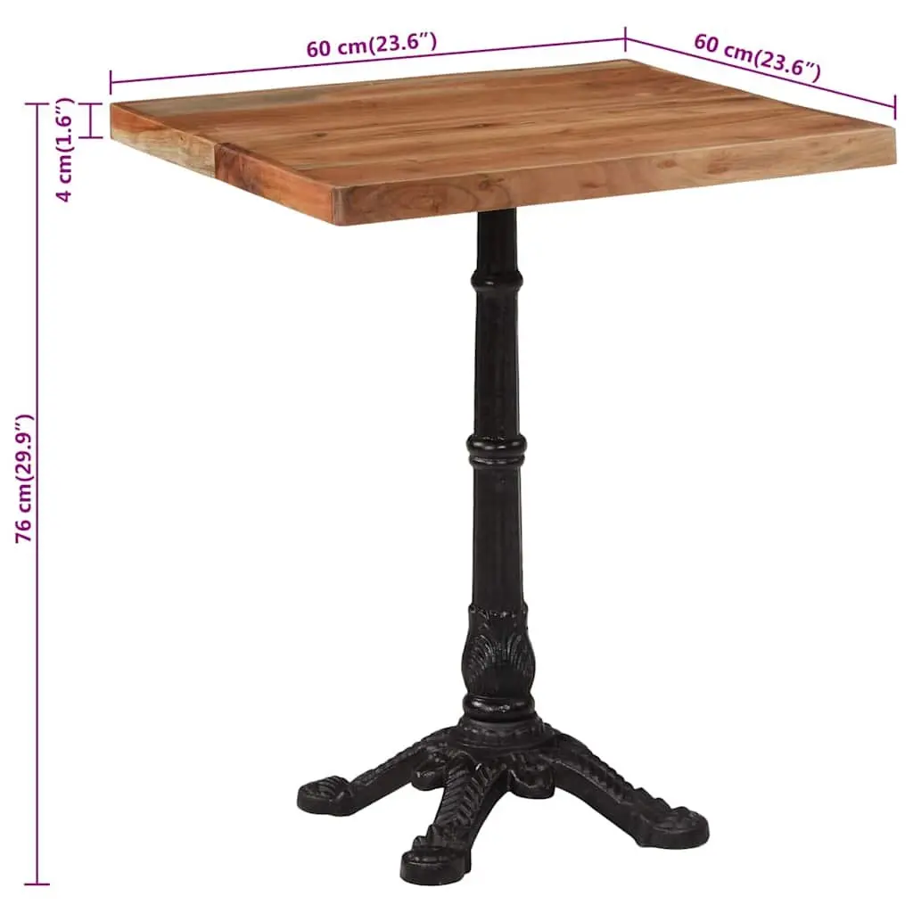 Bistro Dining Table 60x60x76cm Solid Acacia Wood