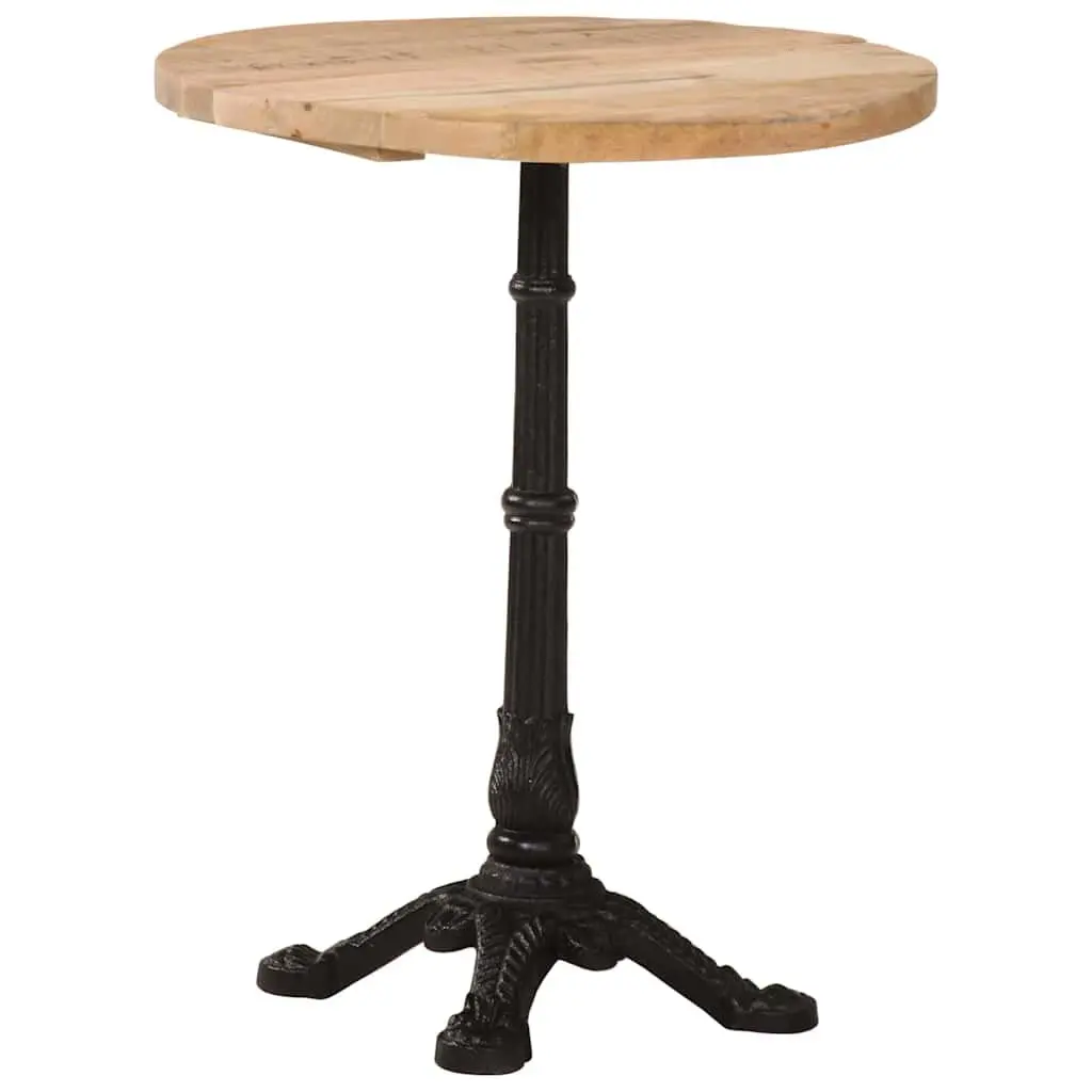 Round Wooden Bistro Dining Table with Cast Iron Base