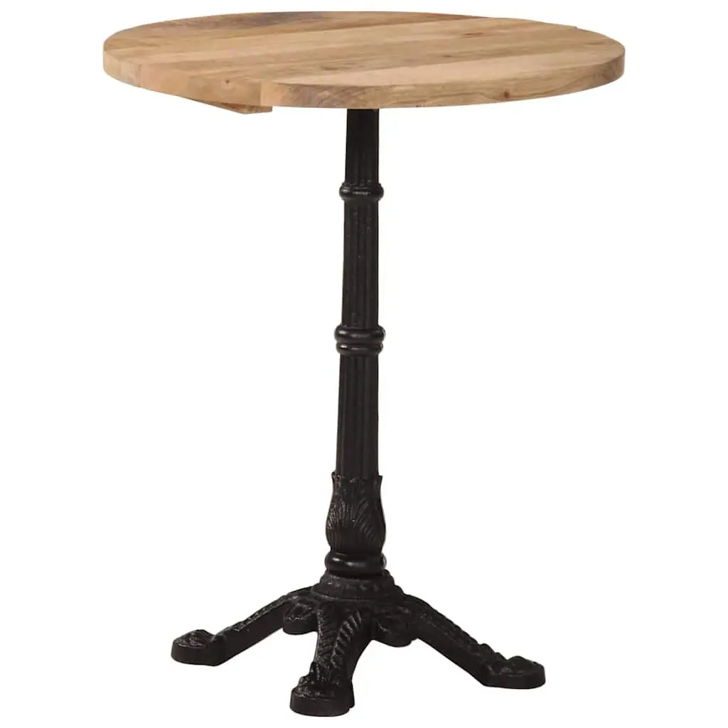 Round Wooden Bistro Dining Table with Cast Iron Base