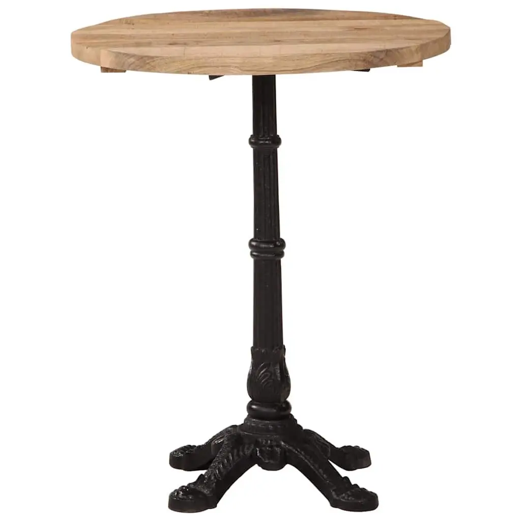 Round Wooden Bistro Dining Table with Cast Iron Base
