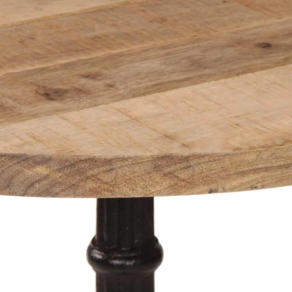 Round Wooden Bistro Dining Table with Cast Iron Base