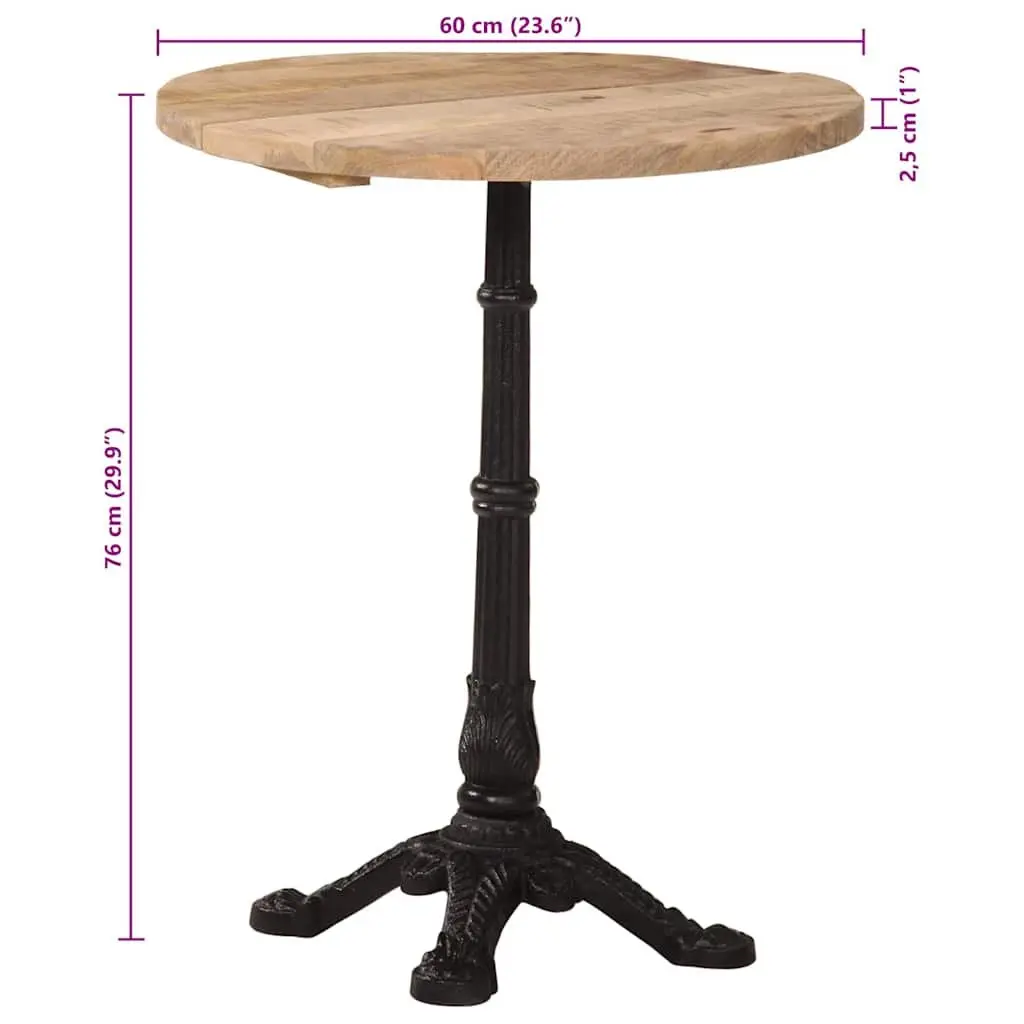 Round Wooden Bistro Dining Table with Cast Iron Base