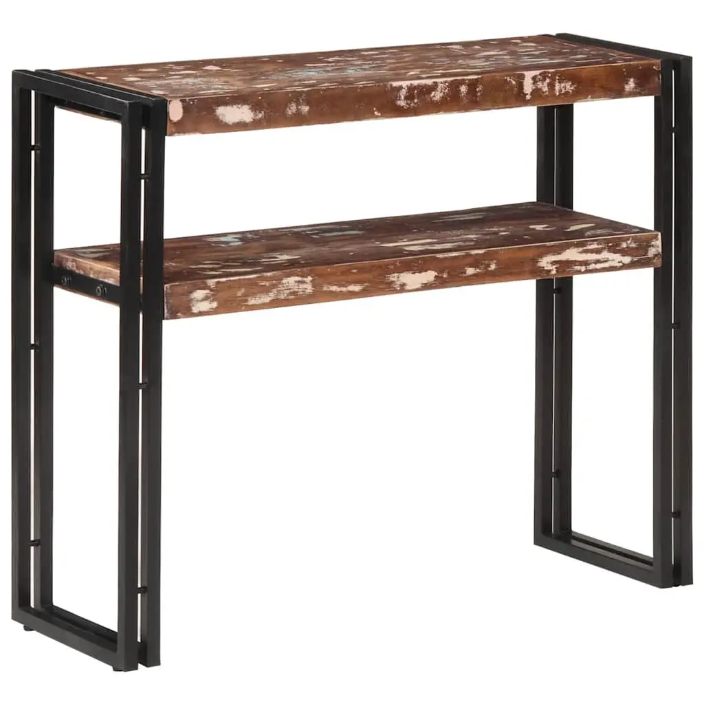 Solid Reclaimed Wood Console Table with 2 Shelves