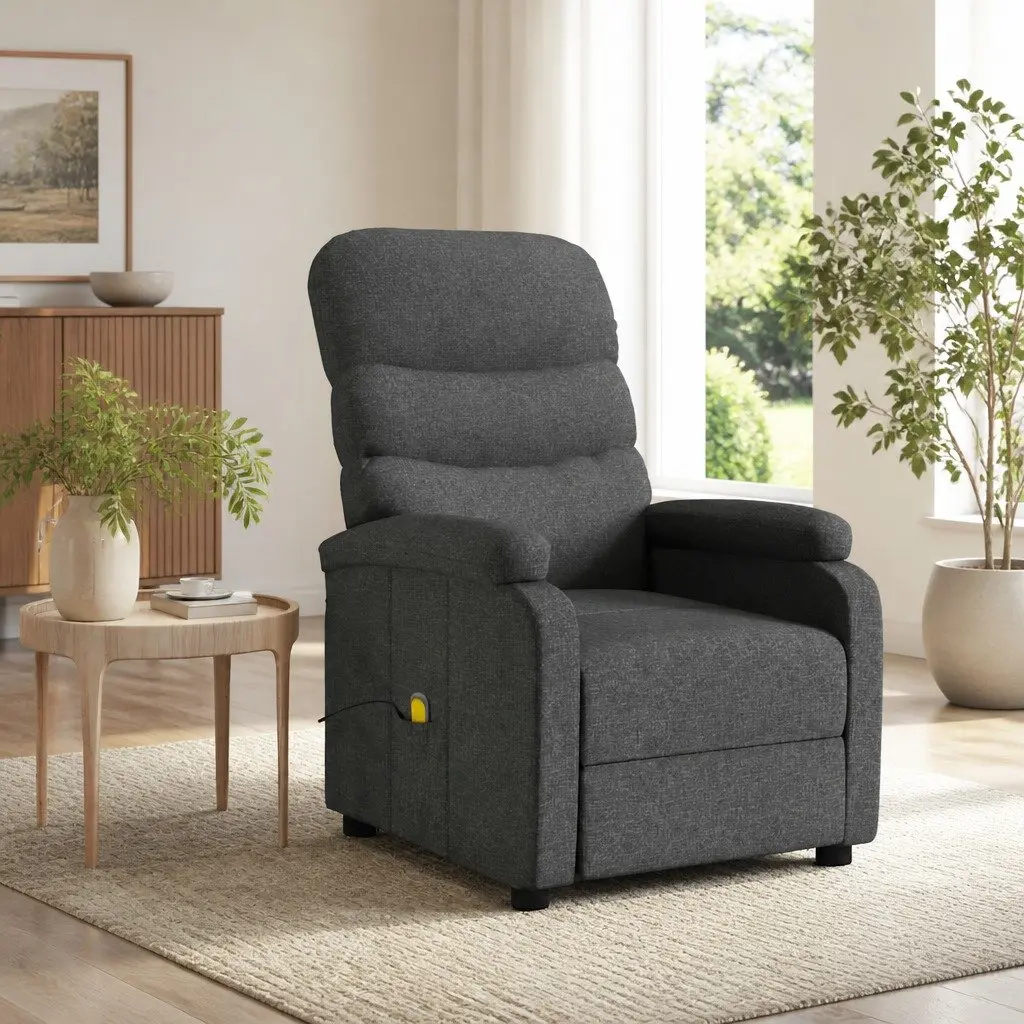 Electric Vibration Massage Chair in Dark Grey Fabric