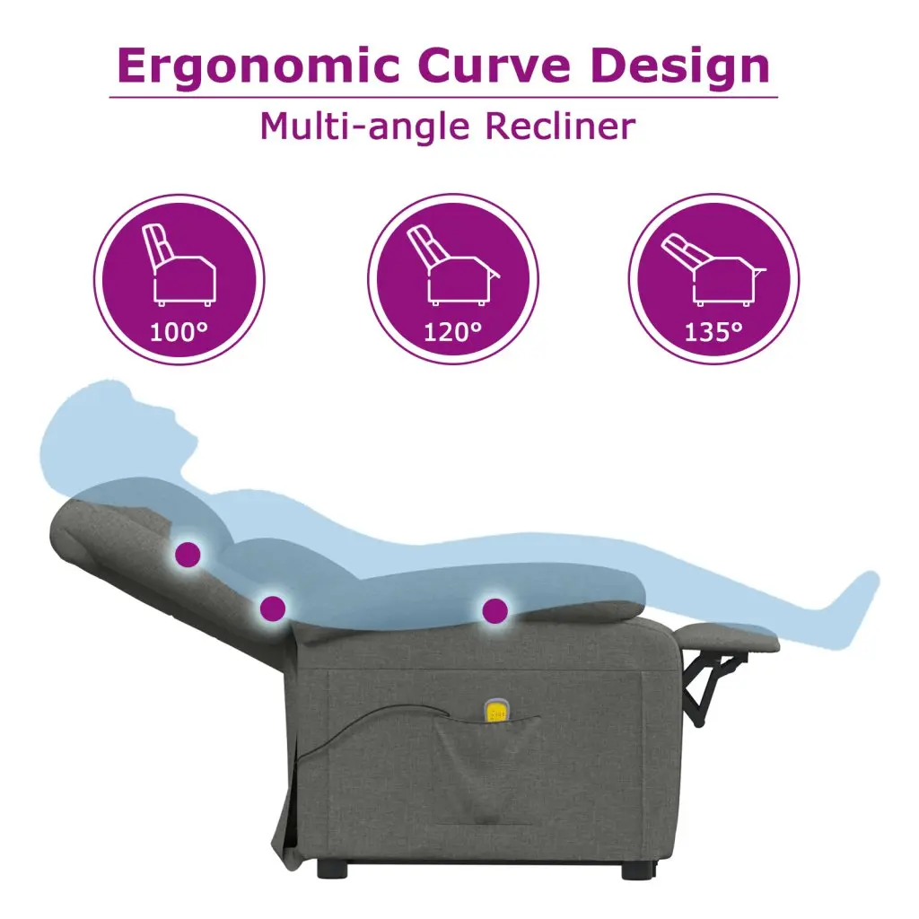 Electric Vibration Massage Chair in Dark Grey Fabric