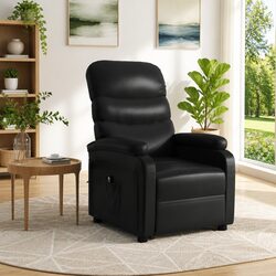 Black Faux Leather Electric Lift Recliner Armchair