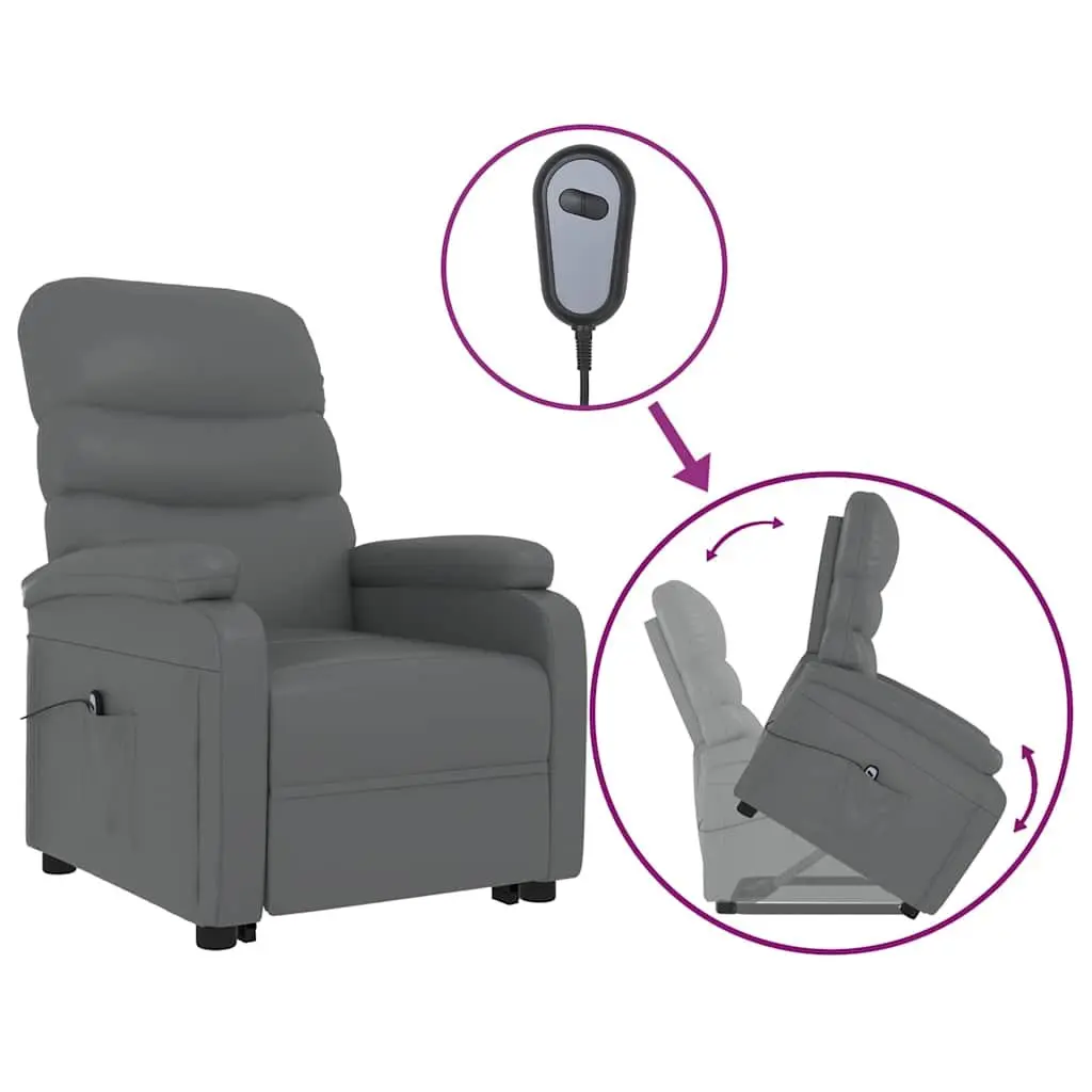 Electric Power Lift Recliner Chair Anthracite Faux Leather