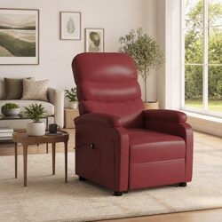 Electric Lift Reclining Armchair in Red Faux Leather