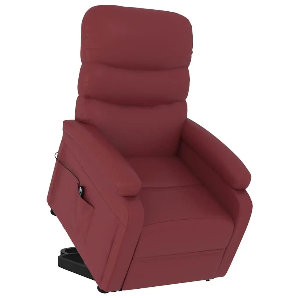 Reclining Armchair Electric Lift Red Faux Leather 3 Positions