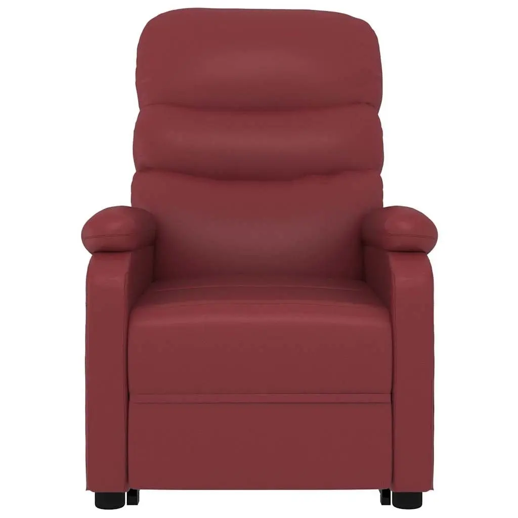 Reclining Armchair Electric Lift Red Faux Leather 3 Positions
