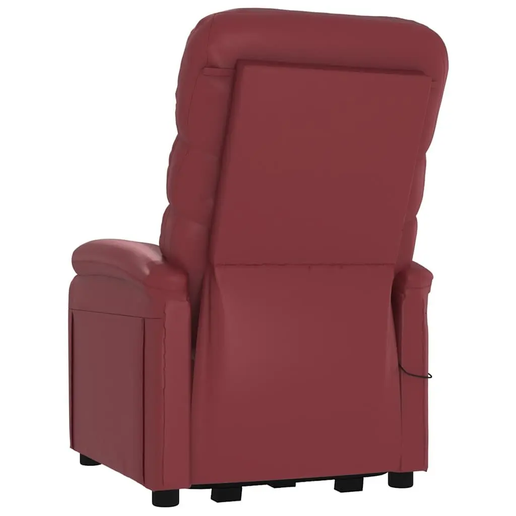 Reclining Armchair Electric Lift Red Faux Leather 3 Positions