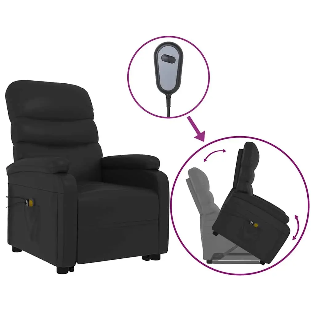 Electric Massage Recliner Chair Stand Up Lift Black Faux Leather