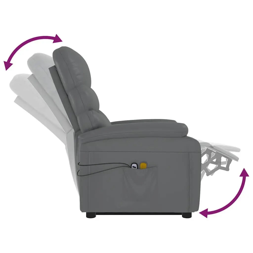 Electric Massage Chair Anthracite Recliner Lift Faux Leather 3 Position 6 Massage Points