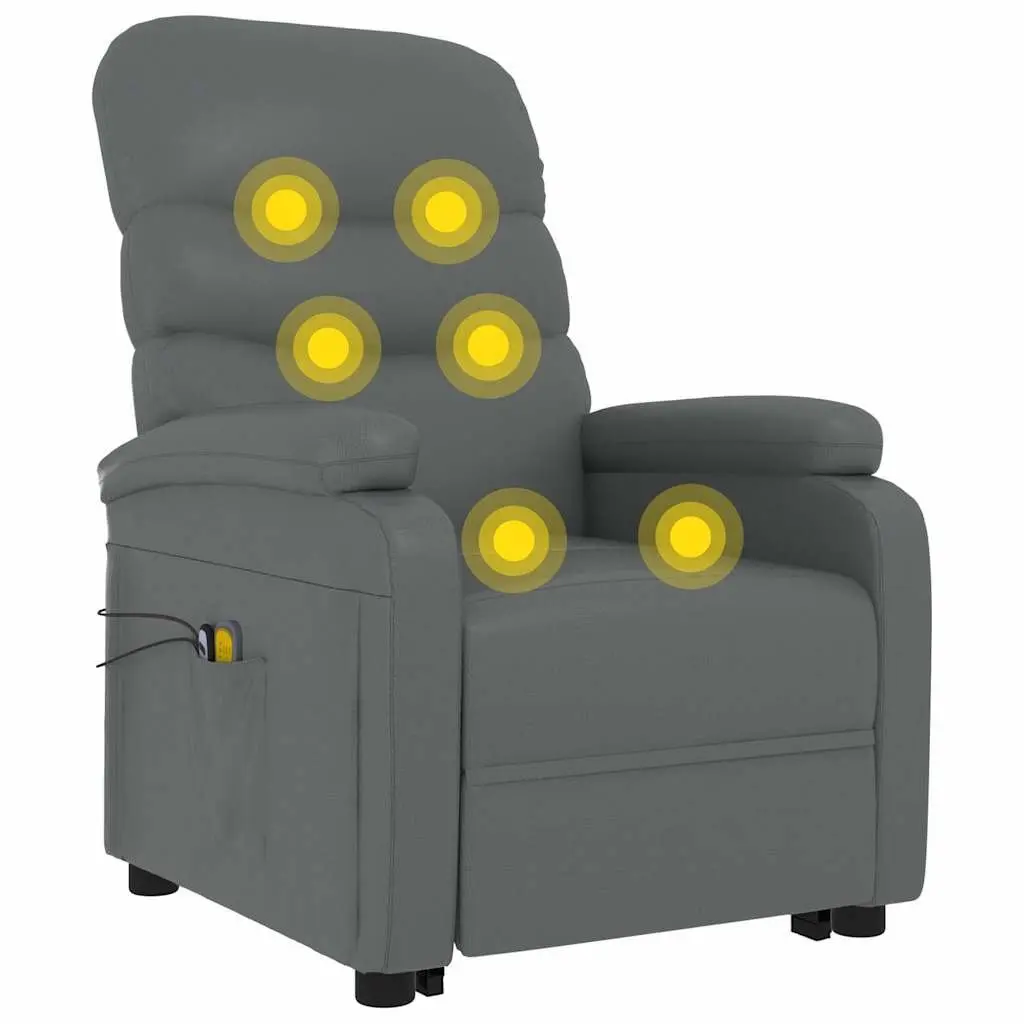 Electric Massage Chair Anthracite Recliner Lift Faux Leather 3 Position 6 Massage Points