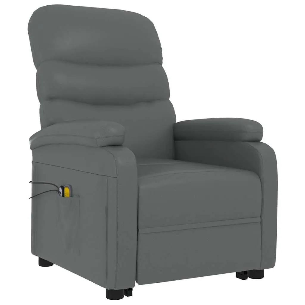 Electric Massage Chair Anthracite Recliner Lift Faux Leather 3 Position 6 Massage Points