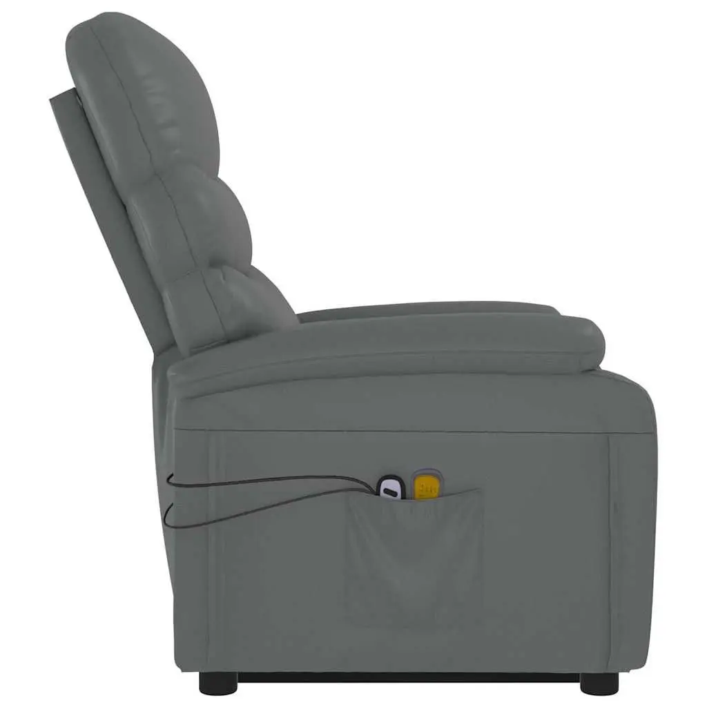 Electric Massage Chair Anthracite Recliner Lift Faux Leather 3 Position 6 Massage Points