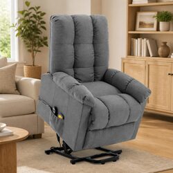 Grey Fabric Reclining Lift Massage Chair for Comfort