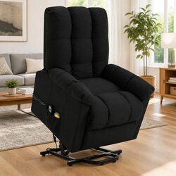 Electric Lift Massage Chair with Recline Function in Black
