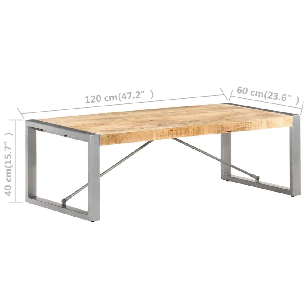 Coffee Table Industrial Brown 120x60x40 cm Solid Rough Mango Wood
