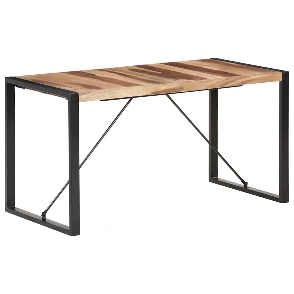 Solid Wood Dining Table 140x70x75 cm Kitchen Furniture Brown Industrial Design