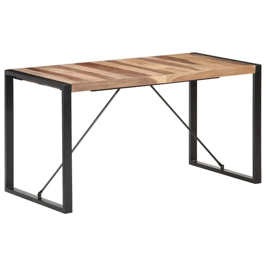 Solid Wood Dining Table 140x70x75 cm Kitchen Furniture Brown Industrial Design