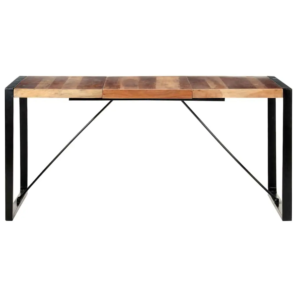 Solid Wood Dining Table 160x80x75cm Industrial Brown